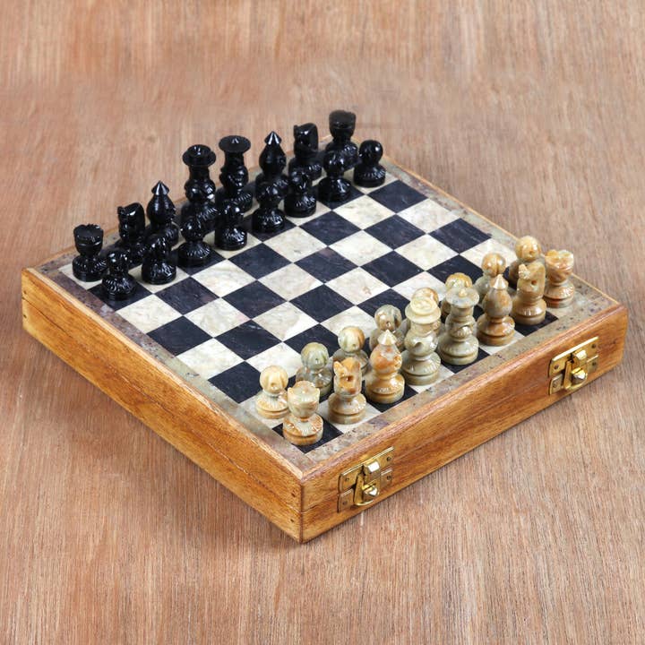 Novica Handmade Intellectual Challenge Soapstone Chess Set for wholesale by NOVICA