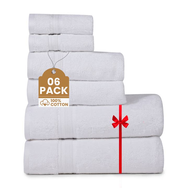 Riva Home White 100% Cotton Towel Set – 6 Pcs for wholesale by RIVA HOME