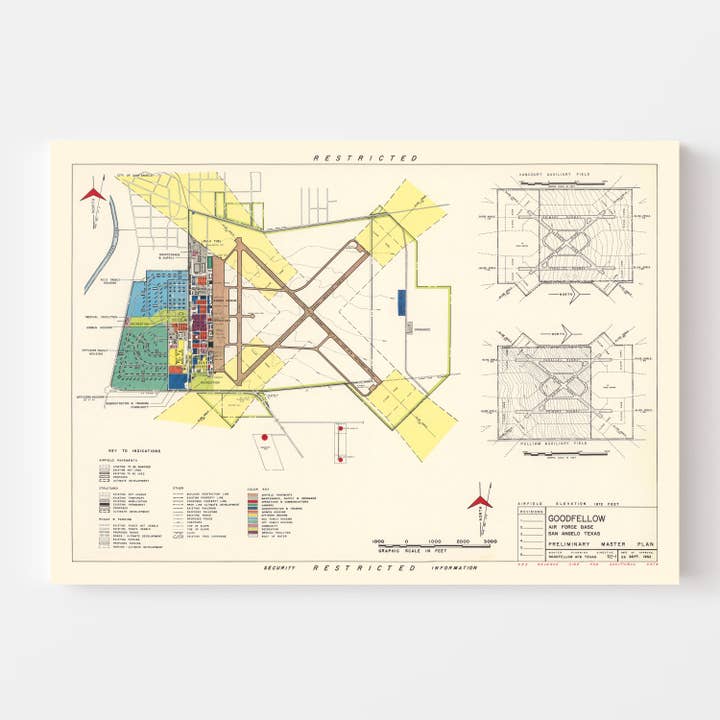 Ted's Vintage Art - Wholesale Map - Vintage Map of Goodfellow Air Force Base, 19522