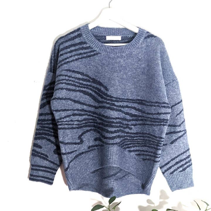 Luxury high low jumper with ripple effect design for wholesale by Tempest Designs