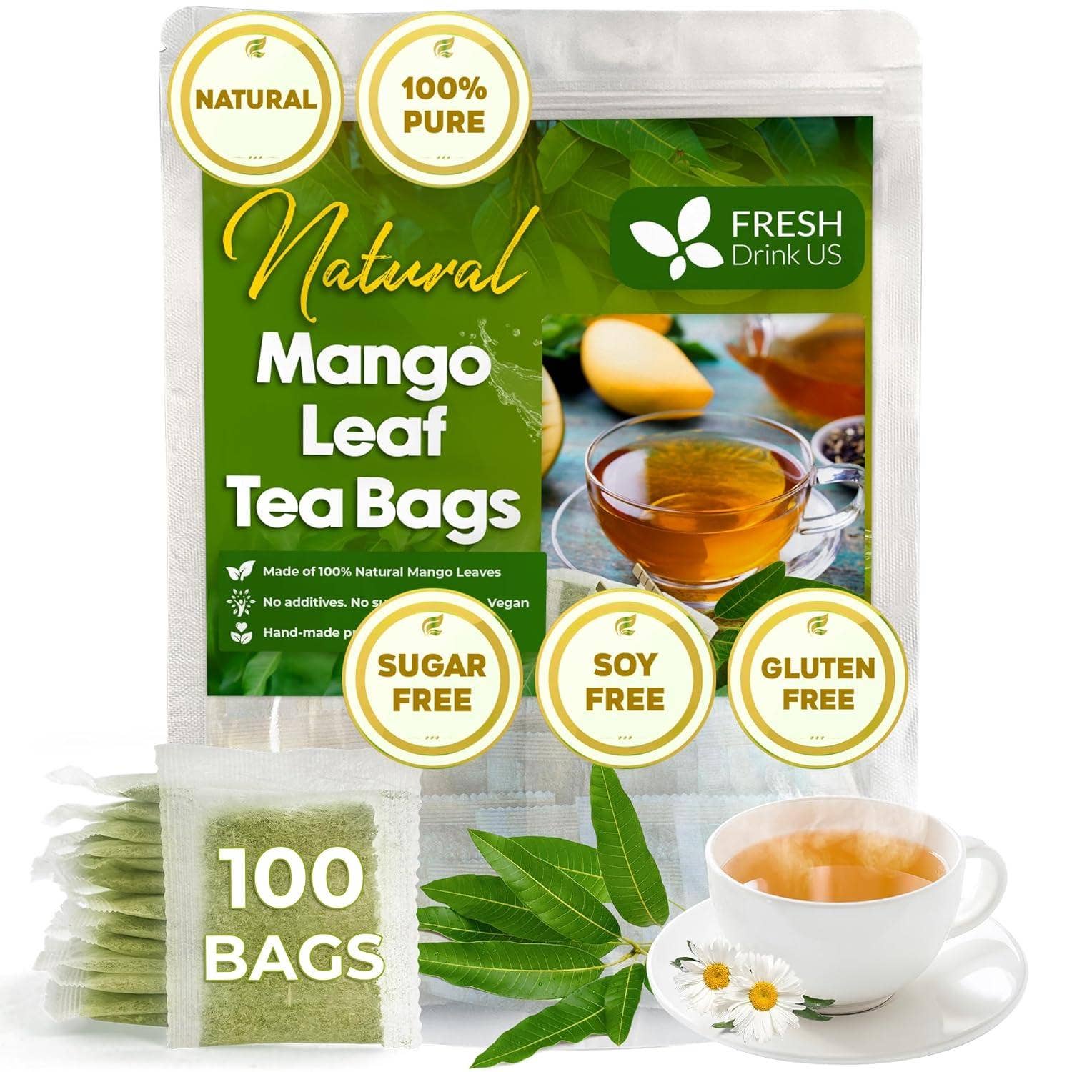 Naomi's Happy Place Shop - Wholesale Health/Detox Tea - Mango Leaf, Whole Dried Leaves, Tea Bags, Powder, 100% Natural & Pure from Mango Leaves. Mango Dried Leaves. Loose Leaf Mango Herbal Tea. Mango Leaf Tea. No Sugar, No Caffeine, No Gluten, Vegan.2