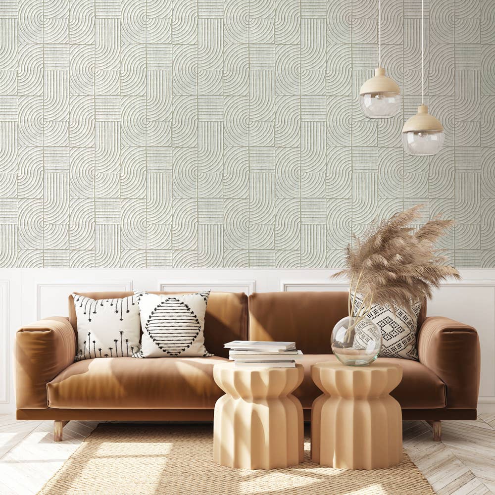 Stone White Tile Block Peel and Stick Wallpaper, 28 sq. ft. for wholesale on Faire2