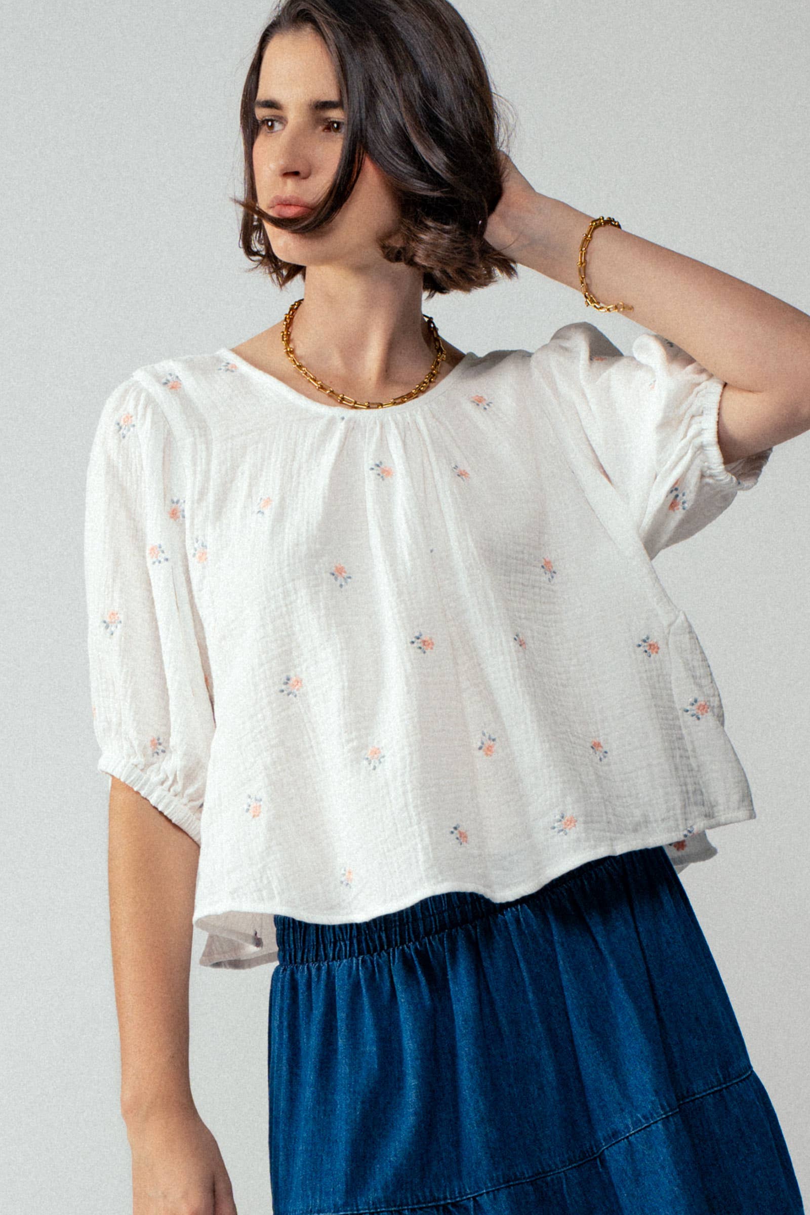 Urban Daizy - Wholesale Blouse - Women's - Floral Embroidered Gauze Blouse13