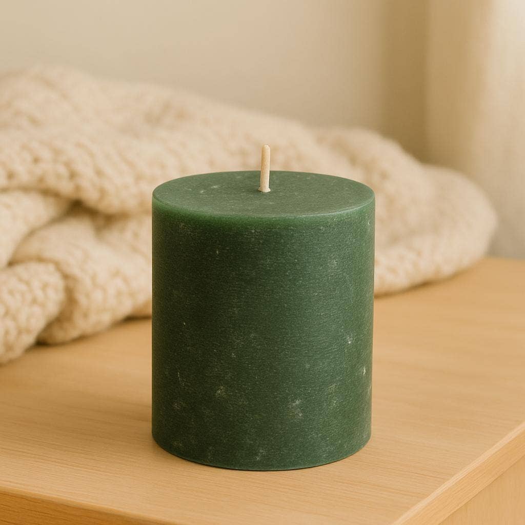 NHP International - Wholesale Pillar Candle - Green Sempre rustic pillar candles 8x10cm2