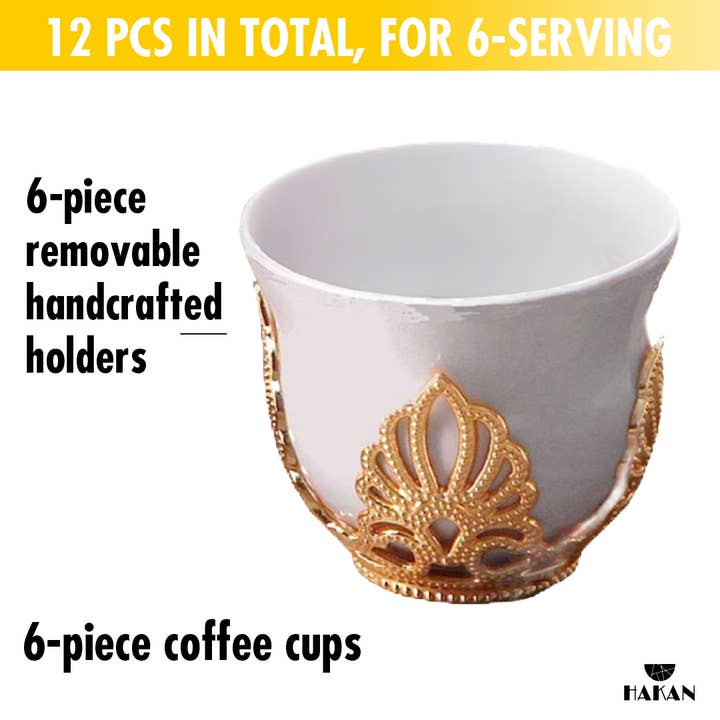 Hakan – Großhandel Tee-/Kaffeetasse – Mirra Kaffeetassen, 6er-Set, türkische Kaffeetassen, 1,8 oz