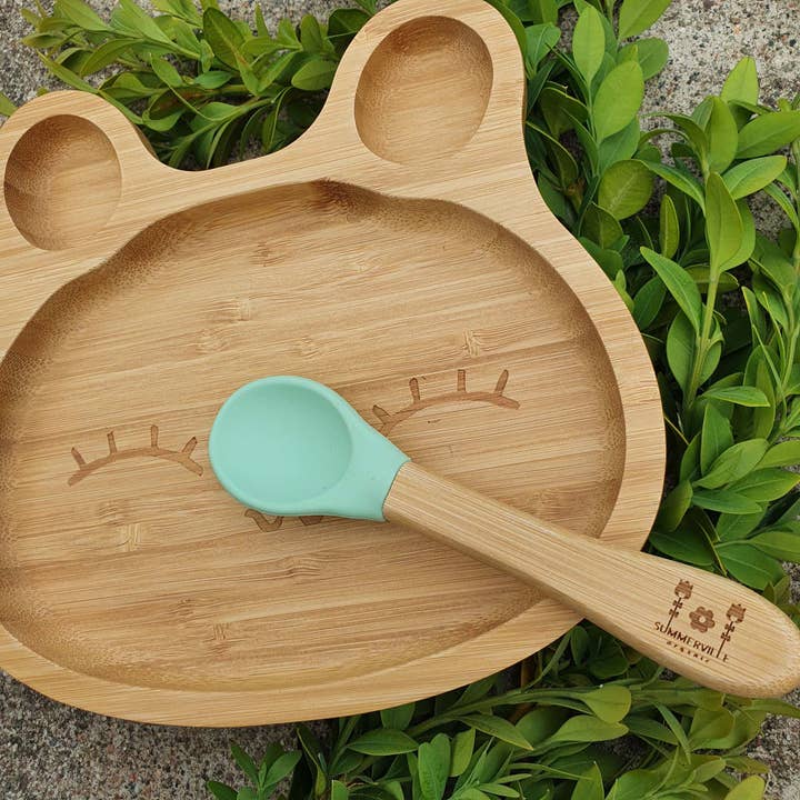 Summerville organic – wholesale Dinnerware set – Kids & Baby – Kids Bamboo Tableware Rabbit Cameo Green3