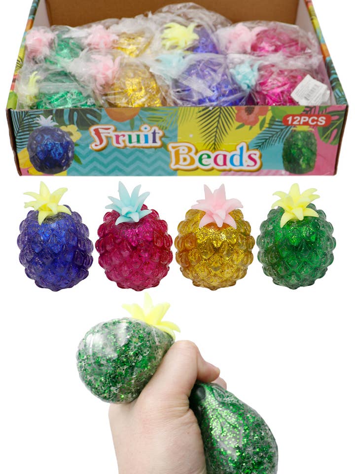 Ananas Glitter Vandperler Fyldte Squishy for engroshandel hos Cap Zone