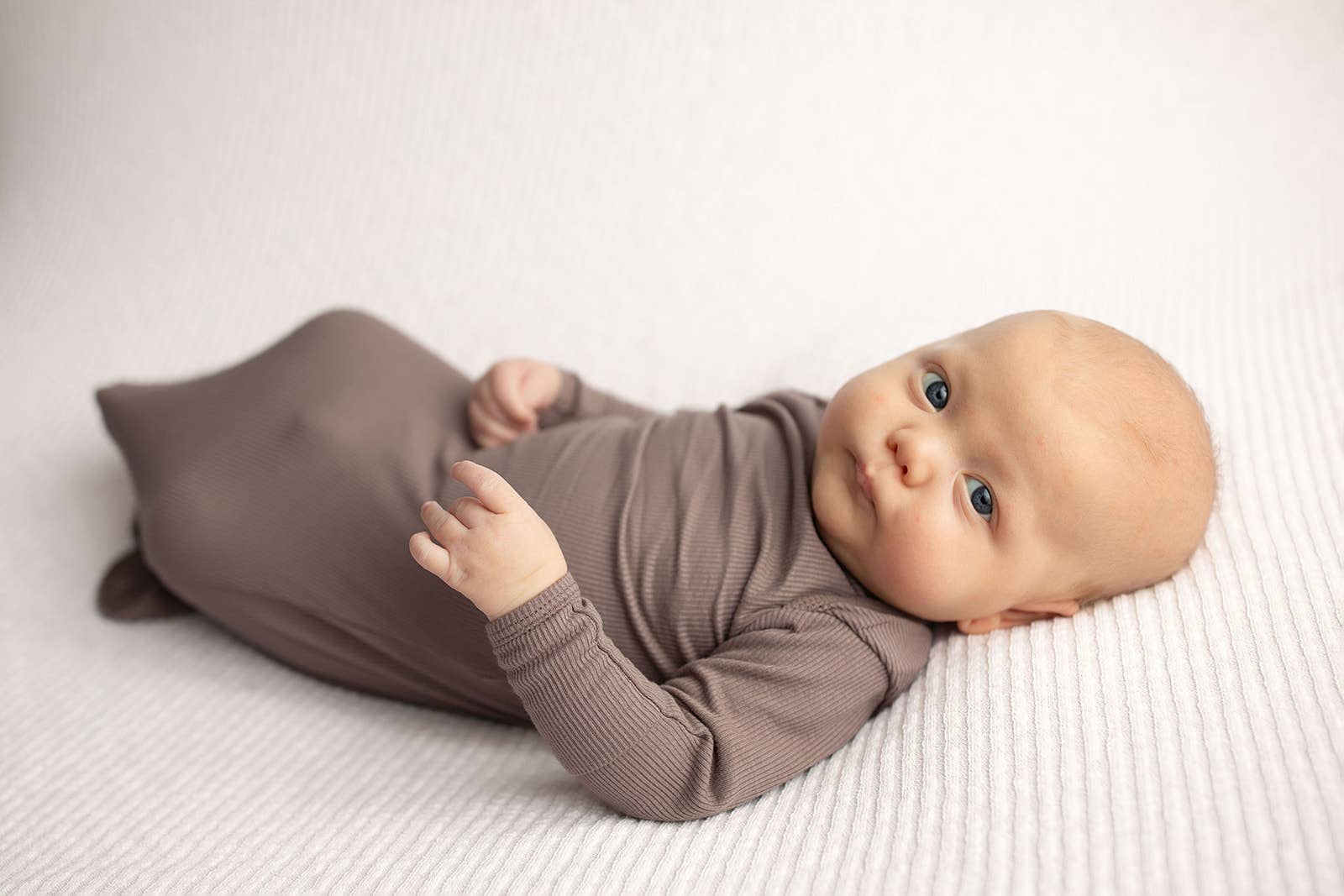 Three Little Tots - Wholesale Babygown - Baby - Cocoa Brown Ribbed Knotted Newborn Baby Gown sleepwear40