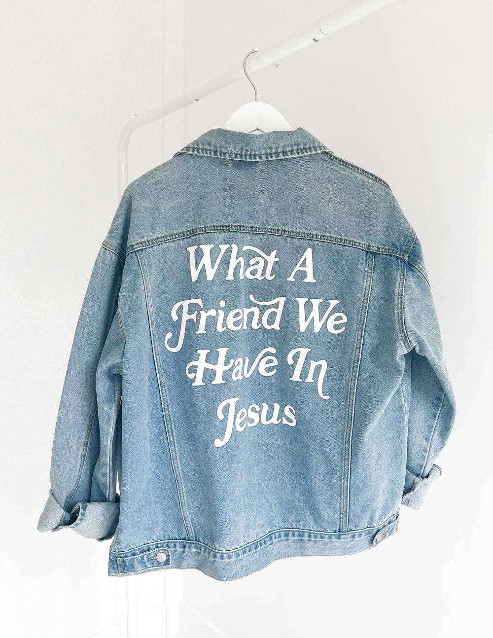 Elevated Faith – Casaco de ganga - Mulher por atacado – Jaqueta jeans "What a Friend In Jesus"11