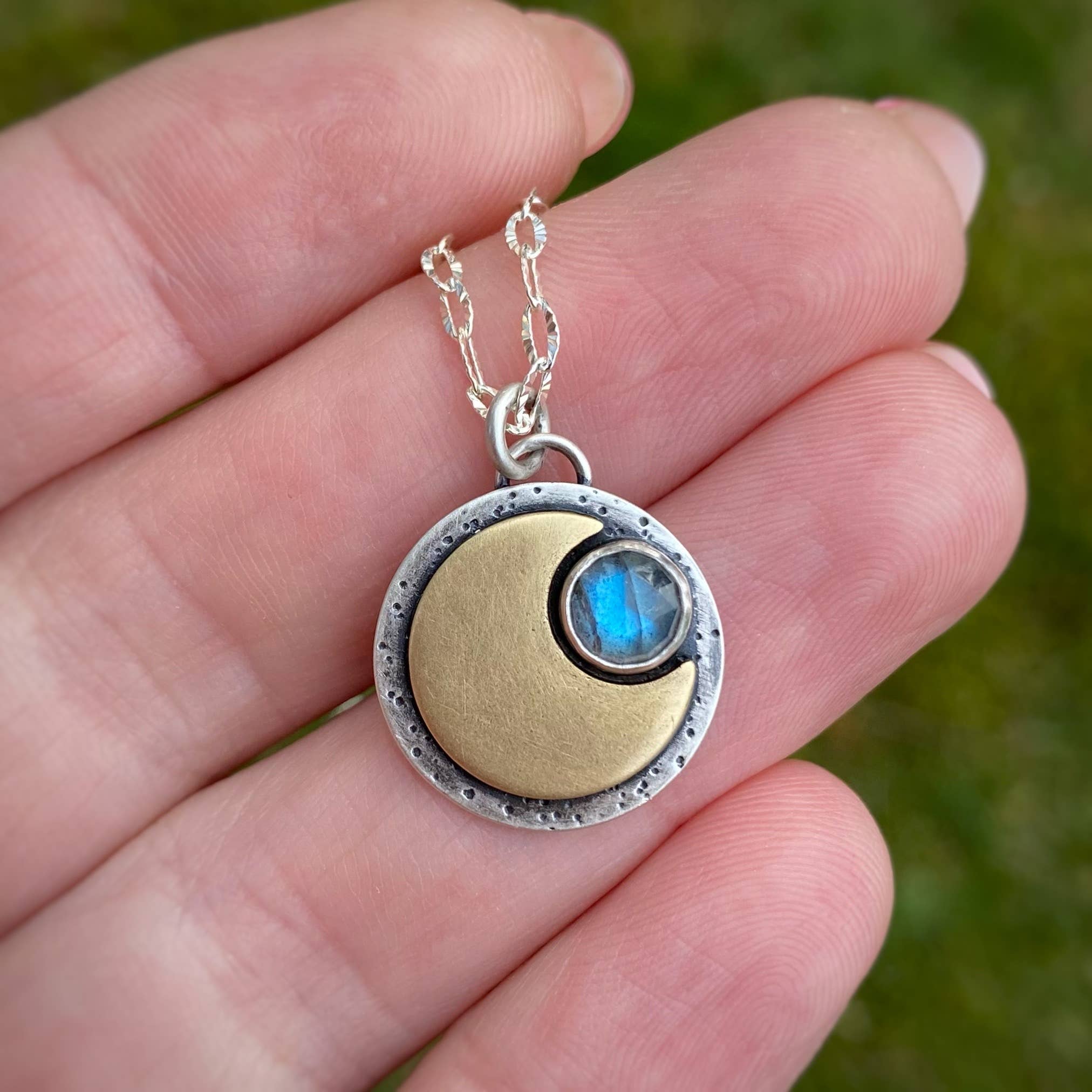 Blue and Blue - Wholesale Pendant/Charm Necklace - Mini Moon Necklace - Labradorite6