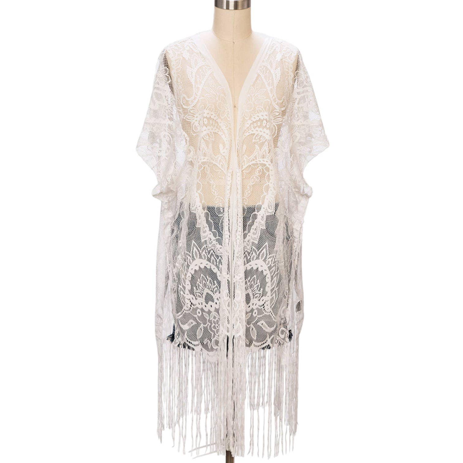 LA Jewelry Plaza – wholesale Kimono – Women's – Fringe Lace Kimono Cardigan1