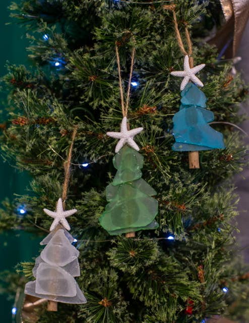 A SEAGLASS CREATION/SALTY SIGNS DESIGNS - Wholesale Ornament - Mini Tree Seaglass Christmas Ornament 5