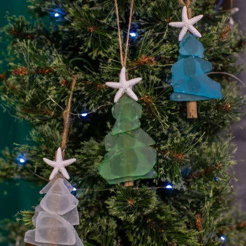 A SEAGLASS CREATION/SALTY SIGNS DESIGNS - Wholesale Ornament - Mini Tree Seaglass Christmas Ornament 5