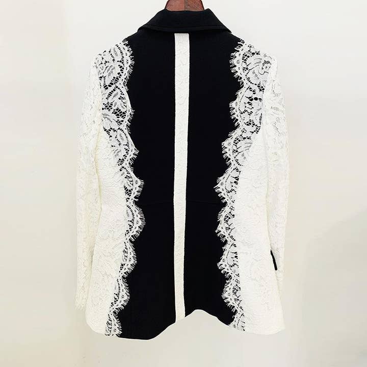 Kiara Black Blazer with Lace Arms for wholesale on Faire2