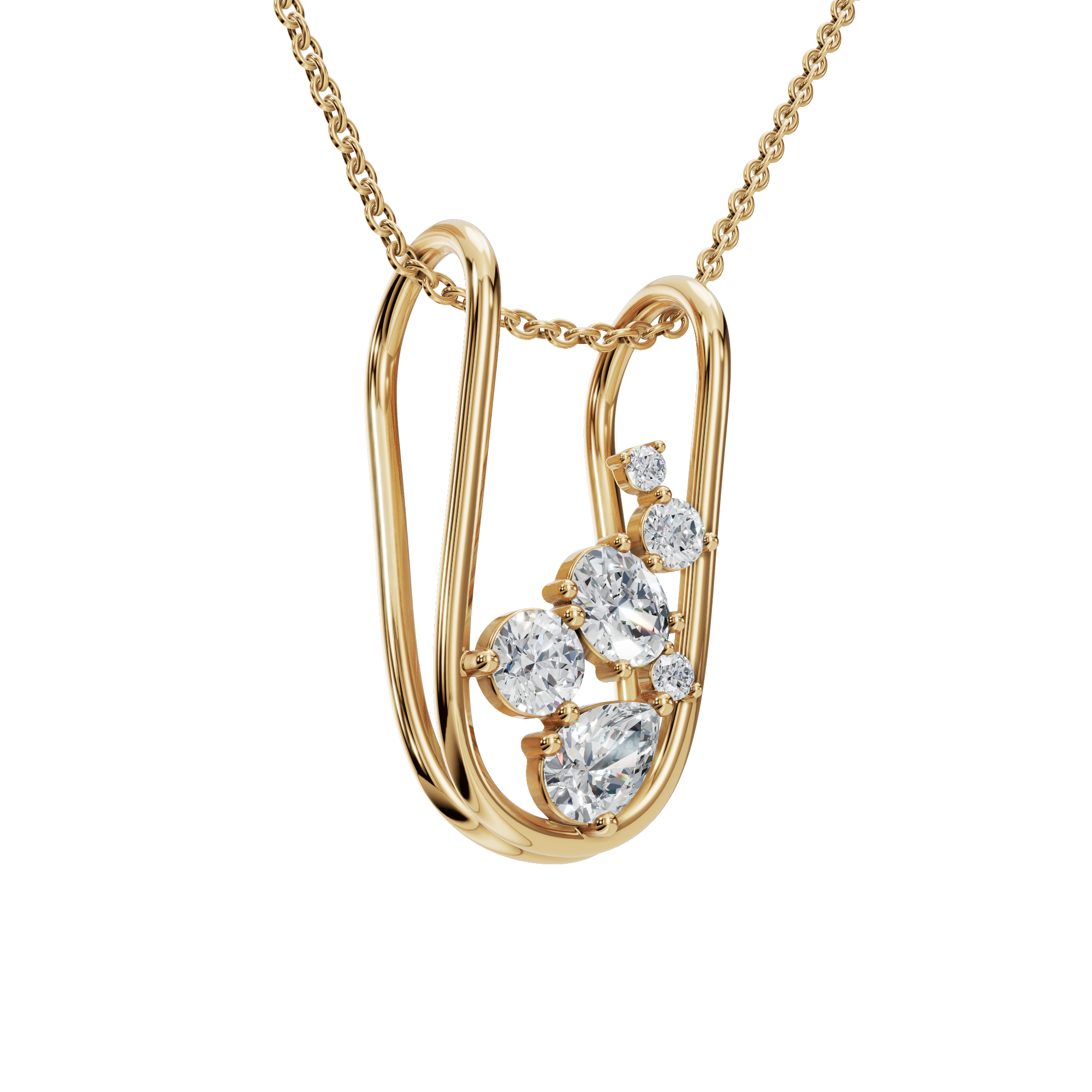 PureYou Jewelry – wholesale Hänge-/berlockhalsband – 14K Guld Diamantkluster Halsband, Naturligt Diamanthalsband3