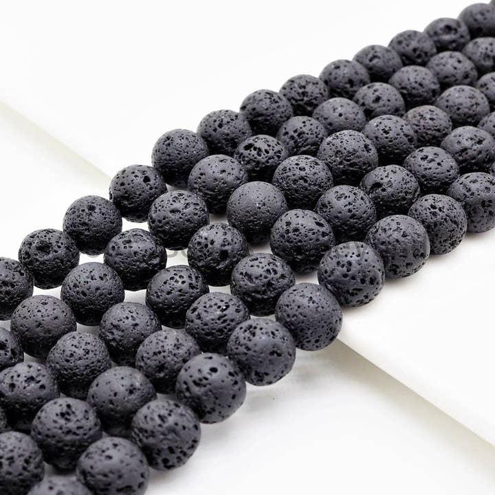BestBeads&Beyond – Großhandel Perlen – Runde schwarze Lavaperlen für den Großhandel, 4 mm/6 mm/8 mm/10 mm/12 mm/14 mm0