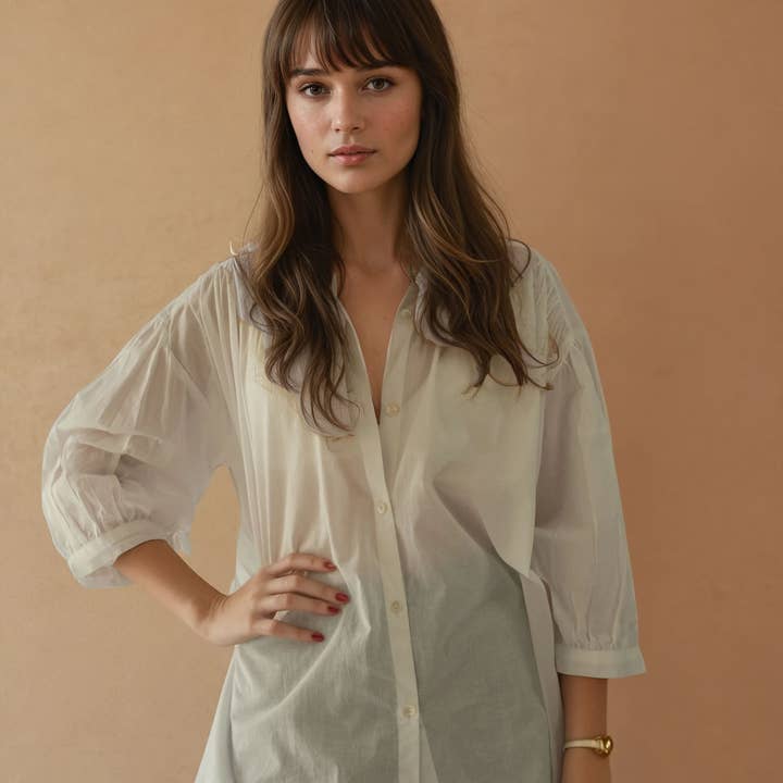 Solid Bohemian Blouse | Galina and other Purchase Wholesale camiseta feminina 100 algodao. Free Returns & Net 60 Terms on Faire trending on Faire.