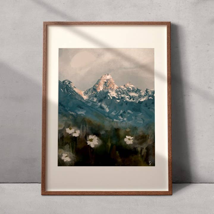 Teton Mountain Range (Jackson Hole) Print for wholesale by Sydney Brooke Art
