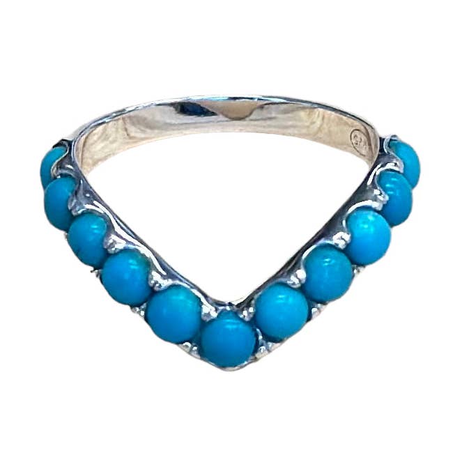 Turkis 11-sten V Ring Sterling Sølv for engroshandel hos Select Lines