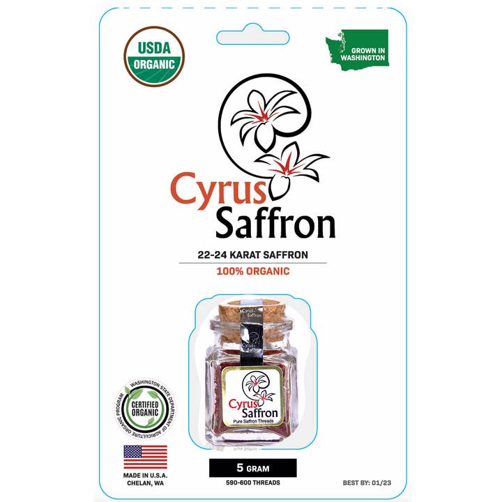 Cyrus Saffron - Vente Épices séchées - 5 Gram Safran 22-24 Karat Tout Rouge Bio