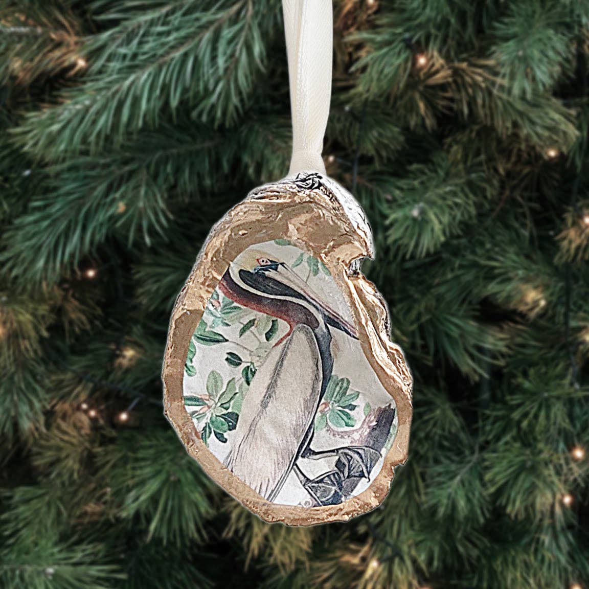 Beatrixbell Handcrafted - Wholesale Ornament - Pelican Ornament • Oyster Shell4
