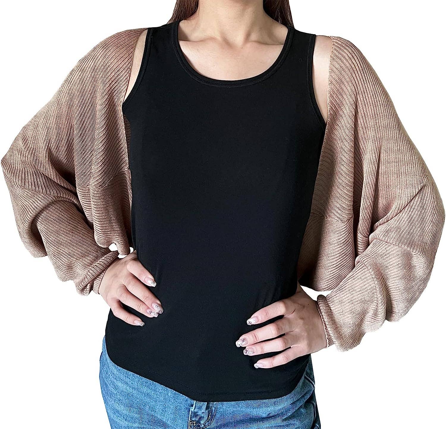 Fennco Styles – Engroshandel Cardigan - Dame – Ribstrikket cardigan bolero shrug18