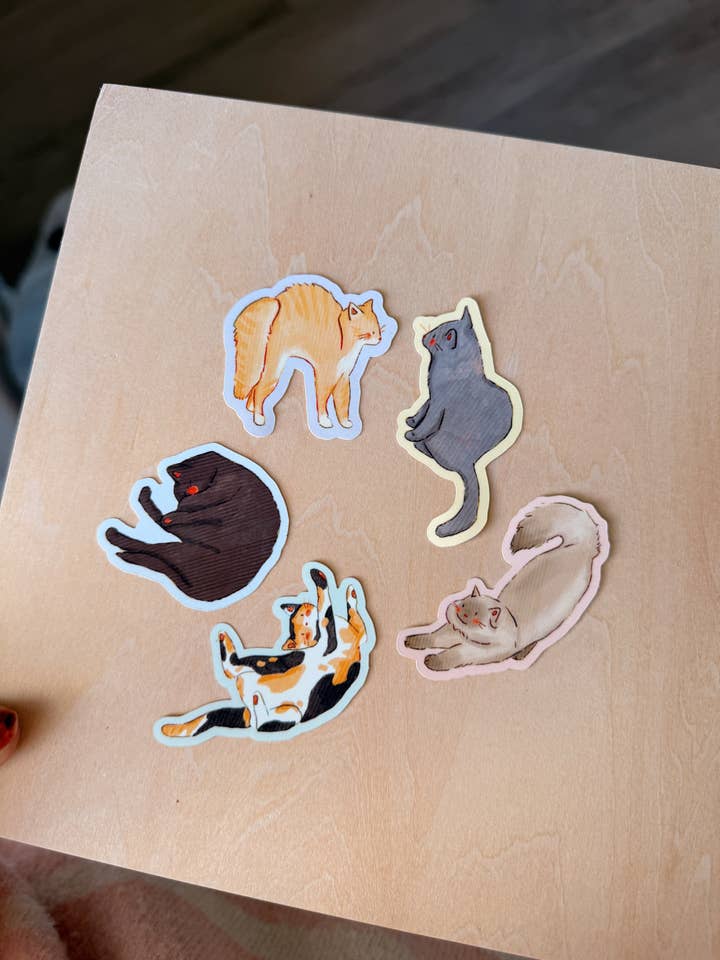 Silly Cats Sticker Pack for wholesale by Jess Harris Art