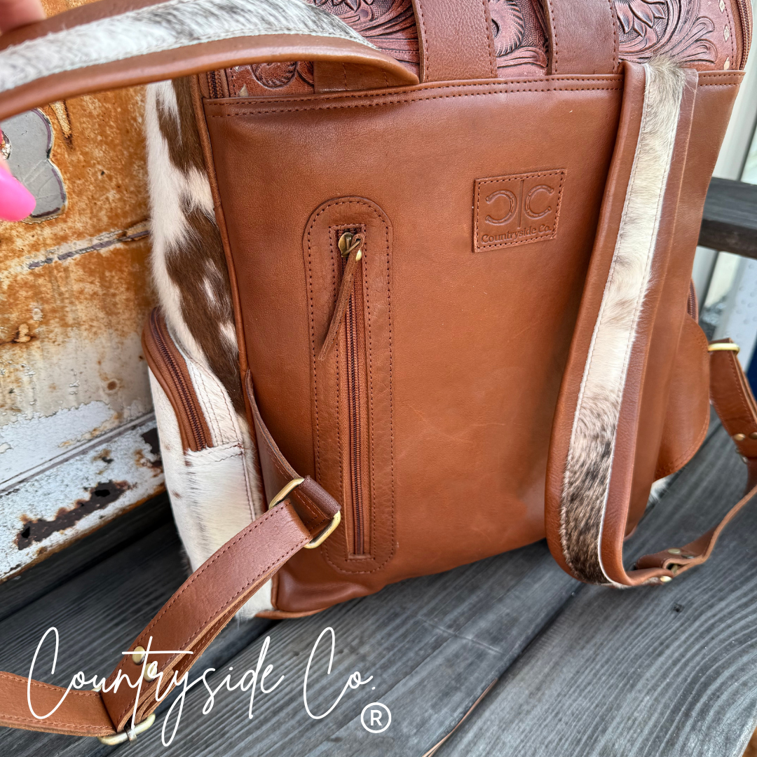 Texas Western Cowhide Bags and More – Großhandel Rucksack – Damen – Mesa Rindsleder Rucksack Laptop-Tasche, Reisetasche2