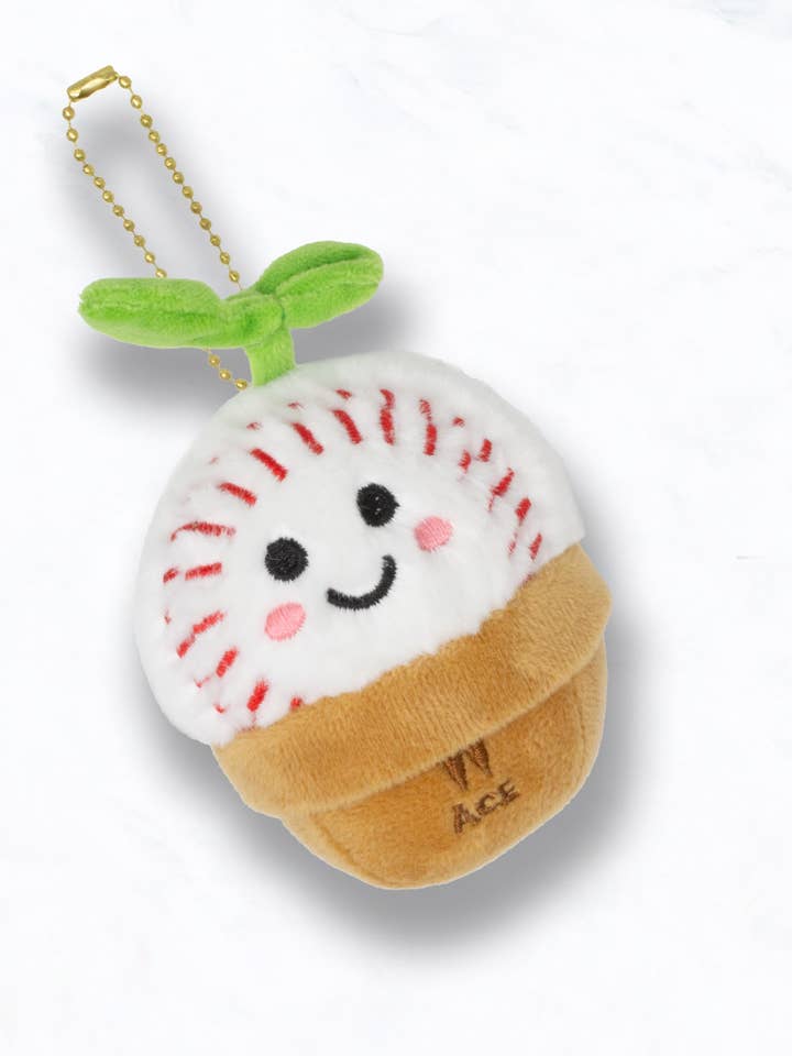 Smiley Baseball Buddy Plushie Keychain for wholesale by Suzie Q USA