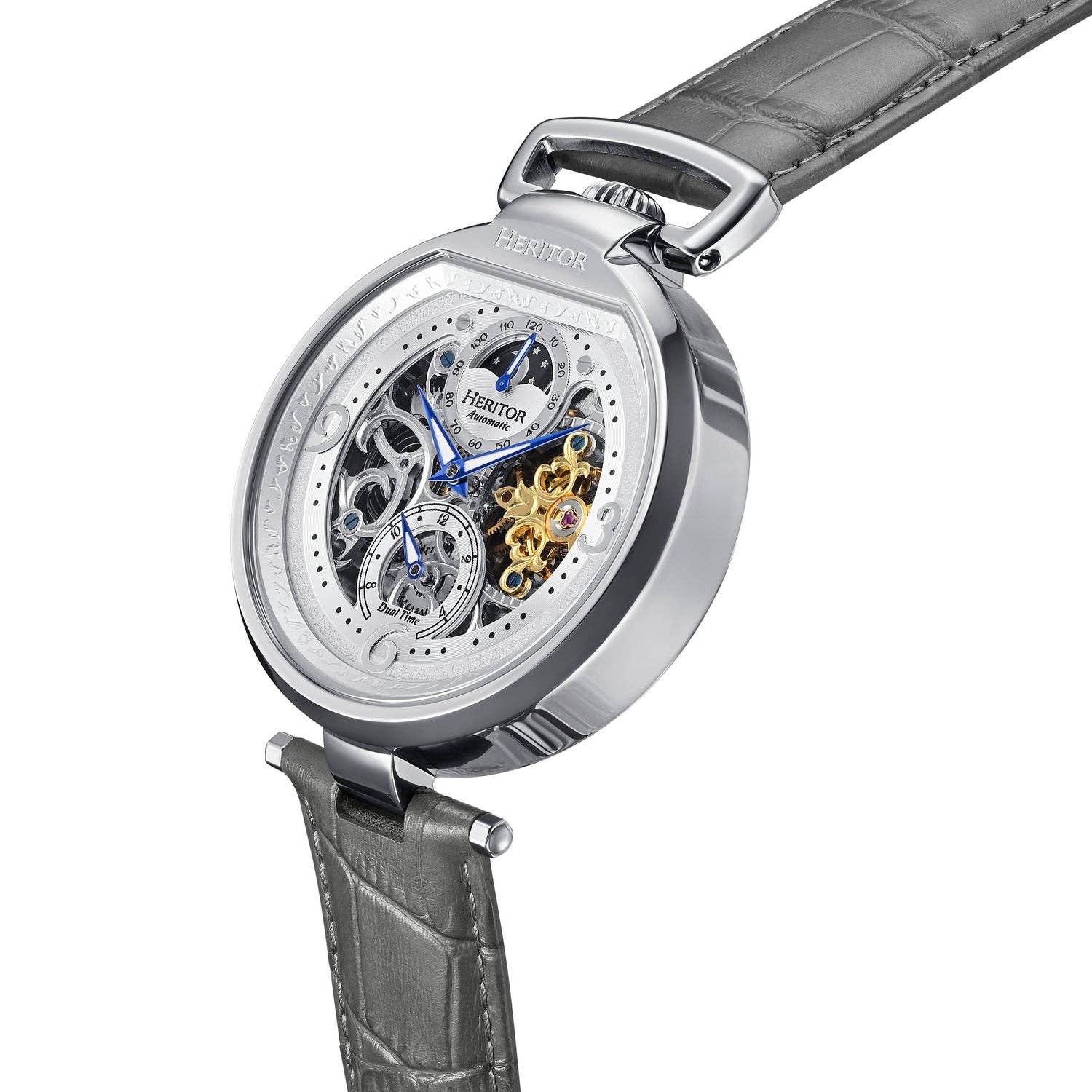 Heritor Automatic - Wholesale Wrist Watch - Men's - Heritor Automatic Lincoln Semi-Skeleton Leather-Band Watch4