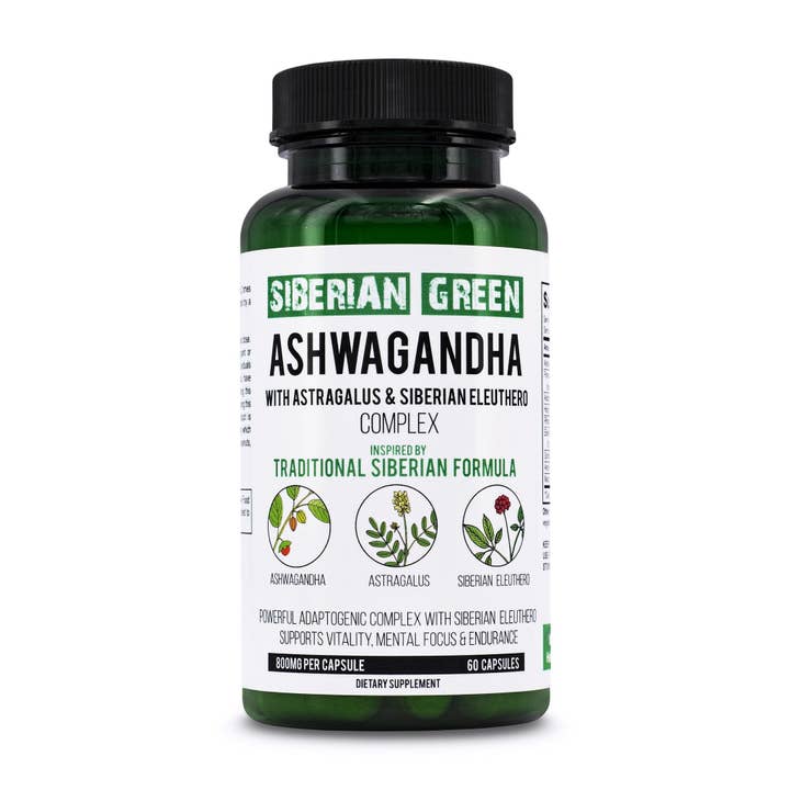 SiberianGreen - Wholesale Oral Supplement/Vitamin - Organic Ashwagandha Root Astragalus & Siberian Eleuthero Ginseng Complex 60 Caps
