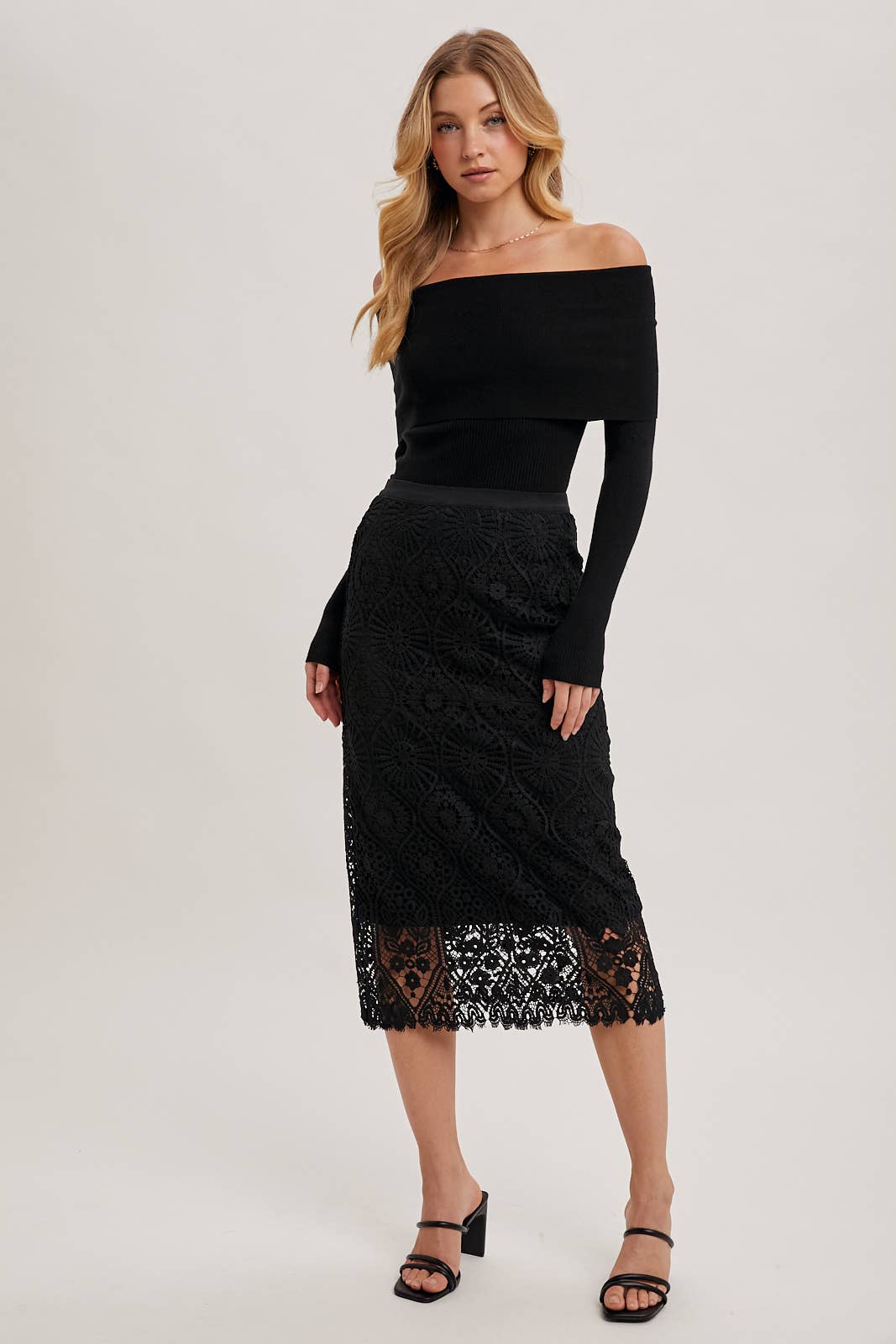 Bluivy - Wholesale Skirt - Women's - LACE MIDI SKIRT WITH INNER LINING5