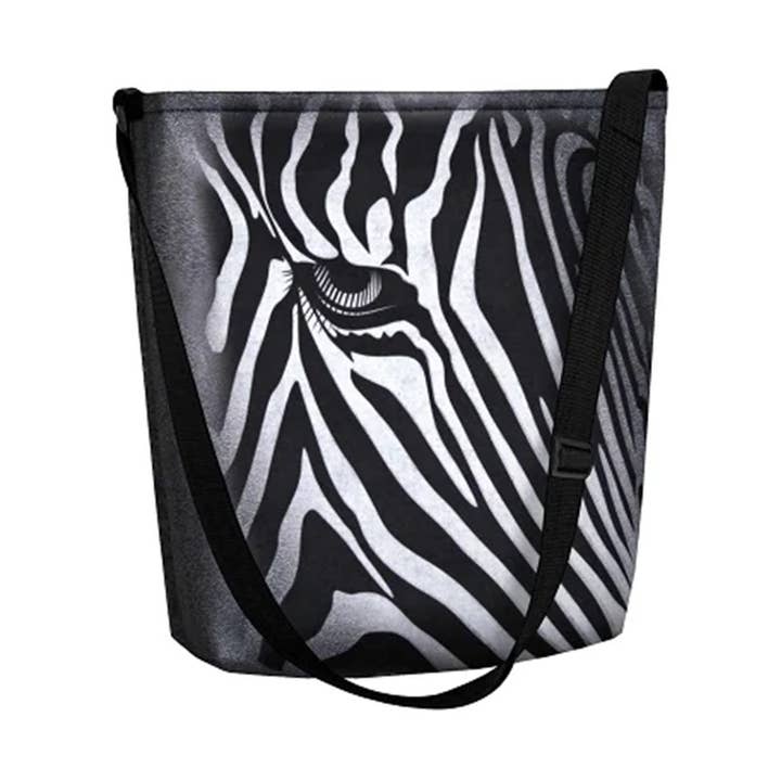 IngrossoBertoni by INCI Srl - Wholesale Shoulder Bag - Women's - Zebra Grey Felt Shoulder Bag by Bertoni Funky Line0