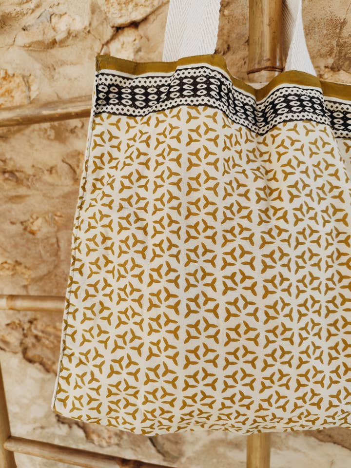 BLOCK PRINT COTTON BAGS PACK DEIA COLLECTION for wholesale by Maya Mallorca