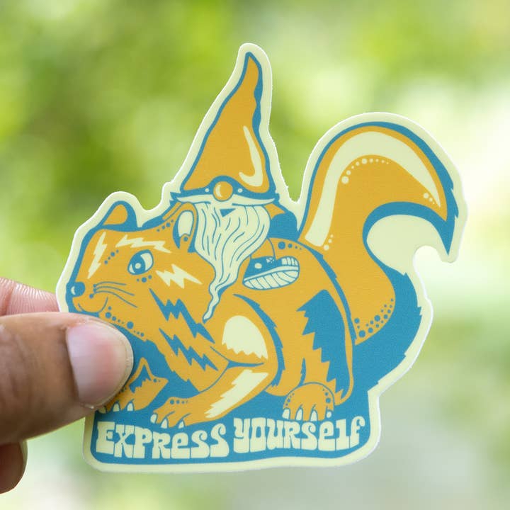 Drück dich aus (Eichhörnchengnome) | Sticker für den Großhandel von Menottees