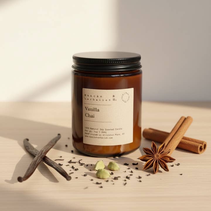 VANILLA CHAI - VELA AROMÁTICA DE SOJA 100% NATURAL para venta al por mayor de Bencao Herbalist