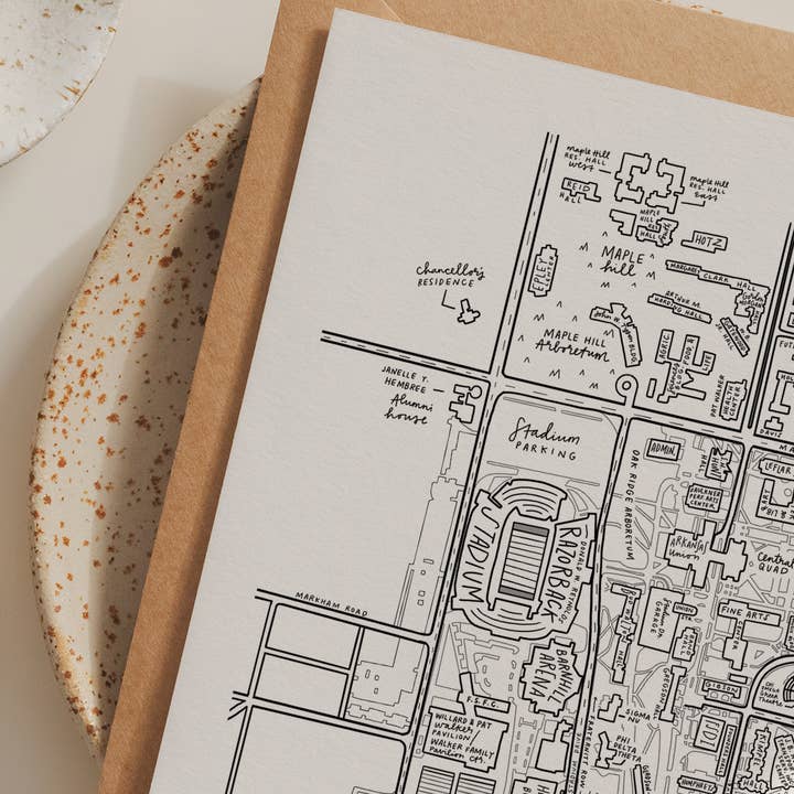By Aleisha - Wholesale Art Print - University of Arkansas Campus Map Print1