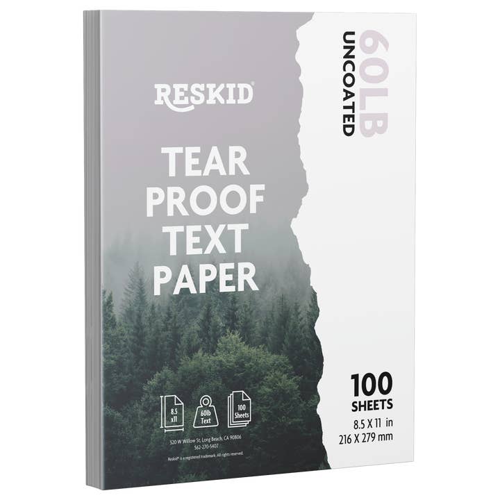 Reskid Tear Resistant Paper - 8.5x11in, 100 Sheets – Printable Like Paper for wholesale by Reskid