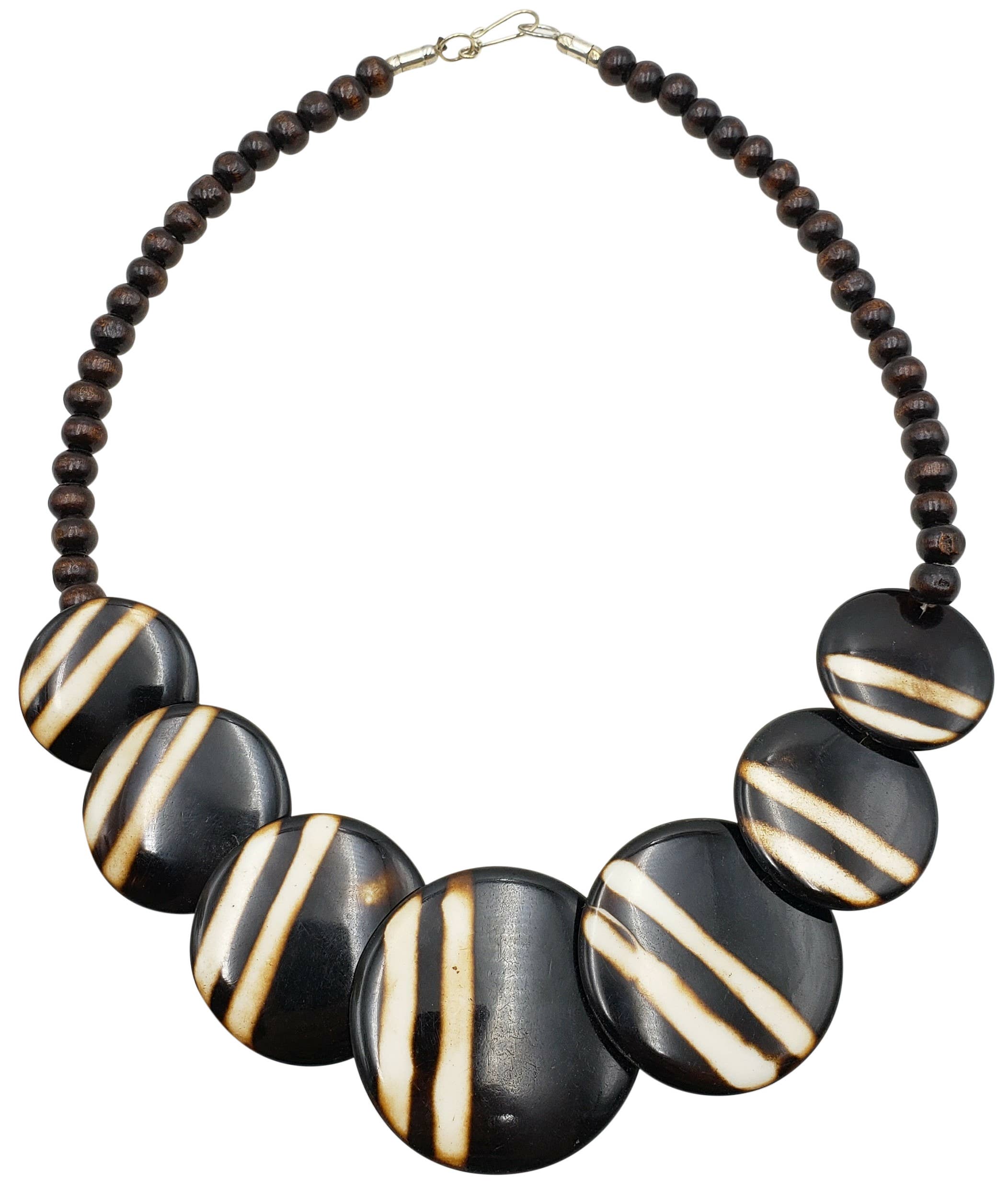 Treasure Jewelry - Venta al por mayor Collares de cuentas/perlas - Collar de resina con diseño batik y cuentas de madera3