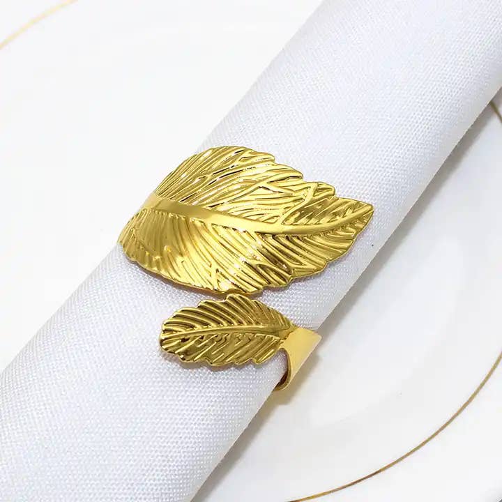 Sostraw & SmartThings - Wholesale Napkin ring - Napkin Ring - Big Leaf - Silver or Gold2
