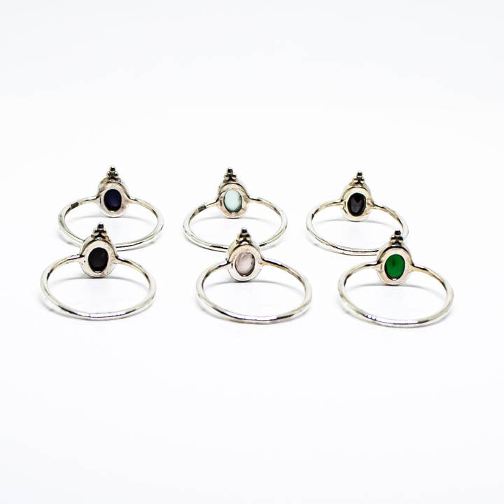 Quasar Gems USA - Wholesale Jewelry Set - Gemstone Ring Sterling Silver, Set Of 6 Ring, Size 6