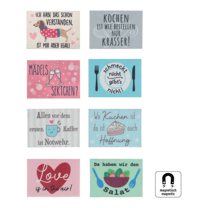 Magnet med citat av filt, 8-pack, Flerfärgad (B/H) 9x6cm för wholesale av Wurm