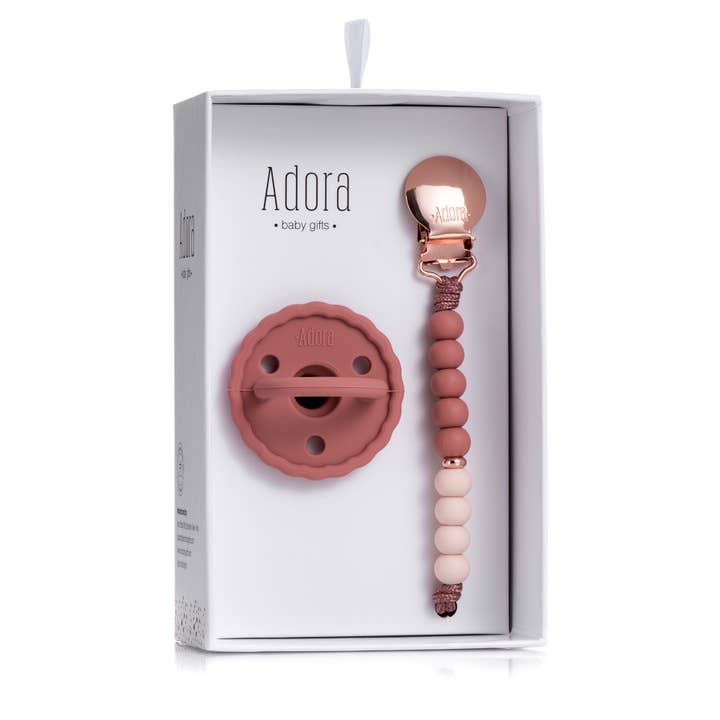Adora Rosewood Ombre Pacifier Clip Adora Rosewood Ombre Pacifier Clip