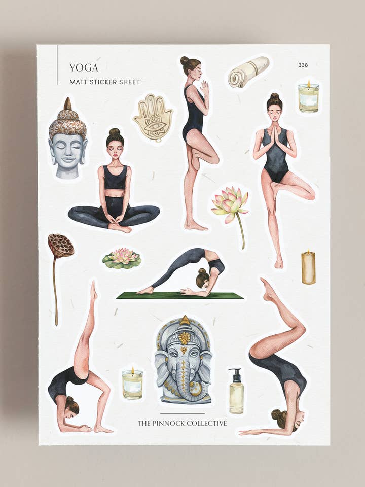 Mindfulness Yoga-Themed Sticker Sheet for wholesale by The Pinnock Collective