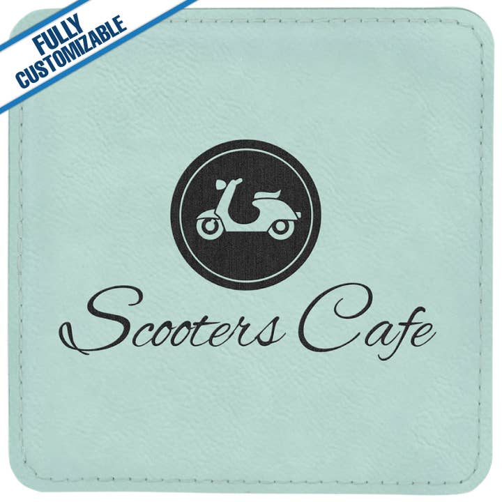 GiftWorksPlus - Wholesale Coasters - Engraved Leatherette Square Coasters - Fully Customizable9