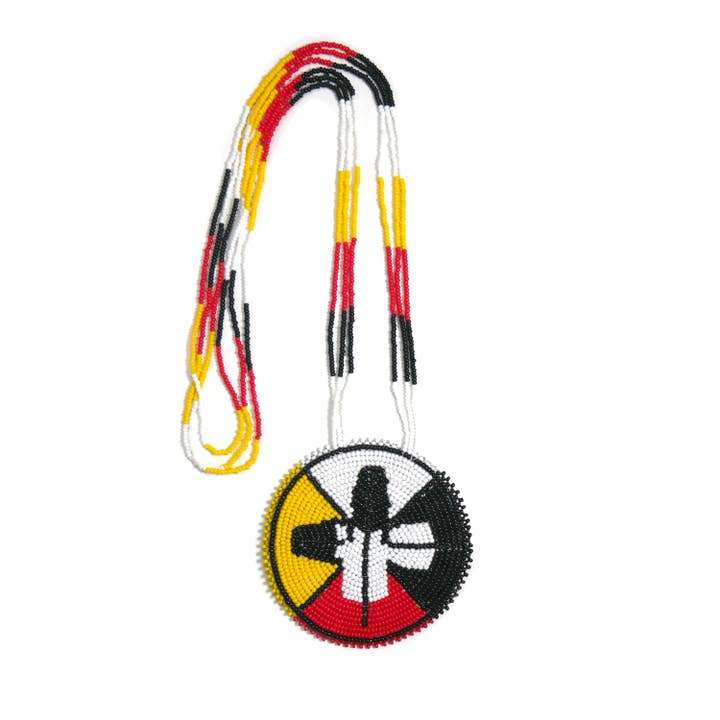KANGURAH - Wholesale Pendant/Charm Necklace - Native American Style Beaded medallions 4 Direction Feather