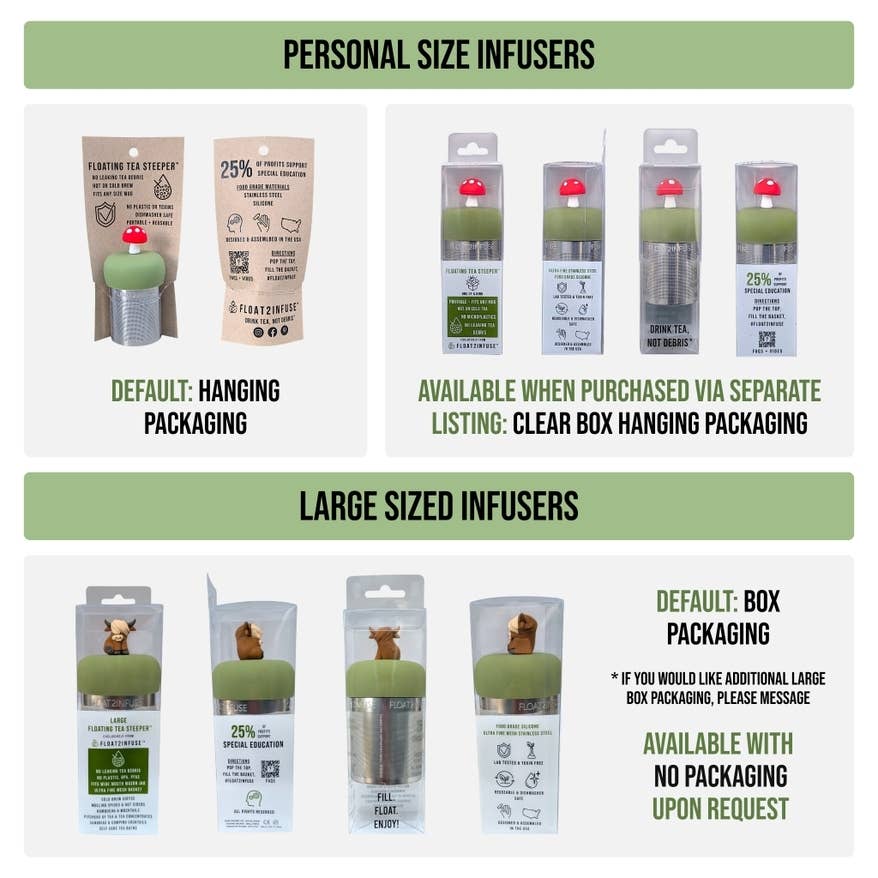Float2infuse Tea Infuser – Großhandel Teesieb/-Infuser – Hexagon | schwimmender Teekessel | grüne Basis | Kräutermuster4