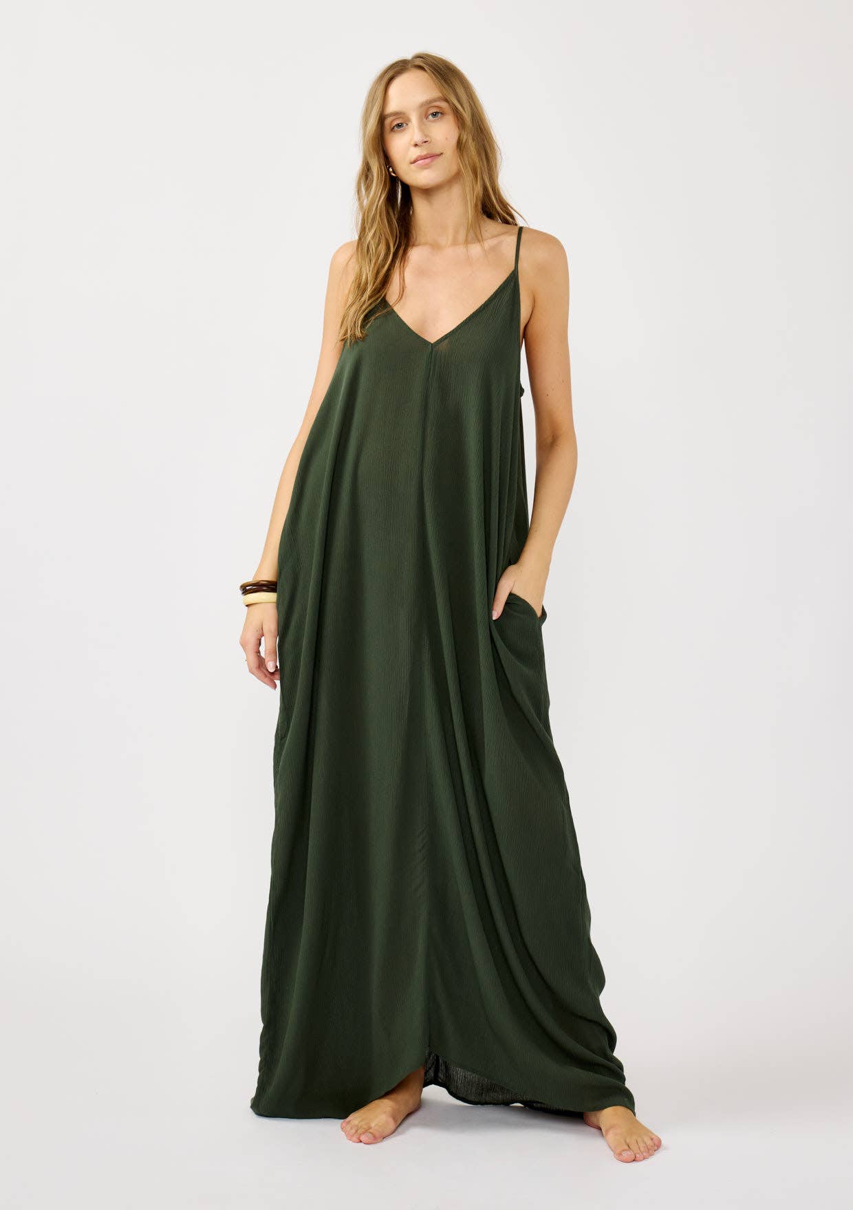 Lovestitch - Wholesale Dress - Women's - The Original V-Neck Cocoon Maxi Dress with Pockets