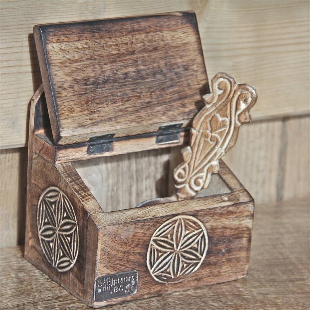 LES SCULPTEURS DU LAC – Galheteiro por atacado – Caixa de sal de madeira queimada4