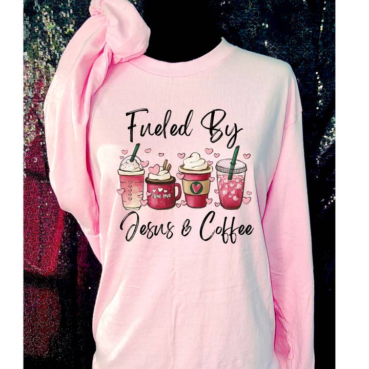 Impulsado por café y Jesús camiseta/manga larga/sudadera para venta al por mayor de StricklandDesignCo